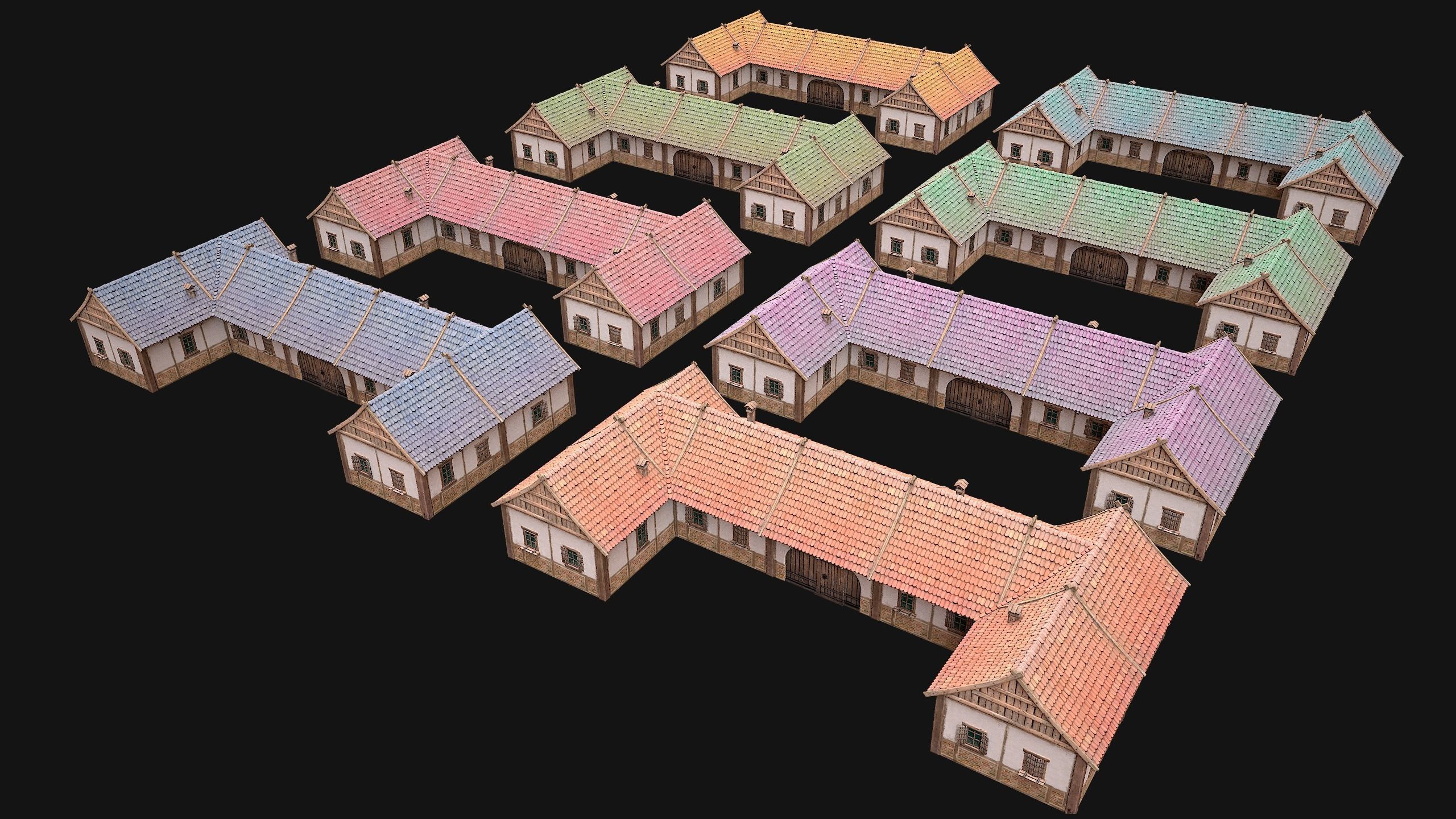 Medieval Pack of Town Houses 3D Model Collection_78