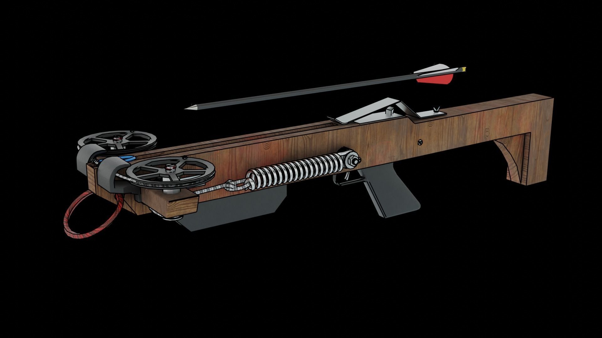 Hand Made Cross Bow Low-poly 3D model_7