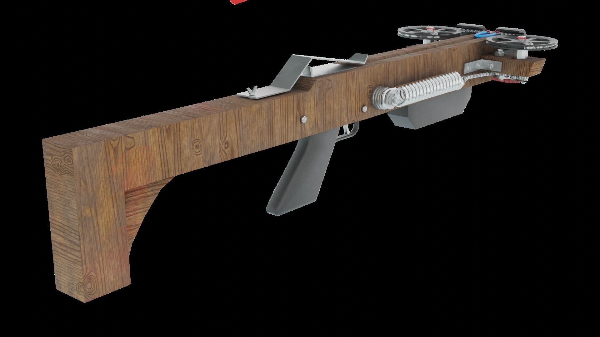 Hand Made Cross Bow Low-poly 3D model_2