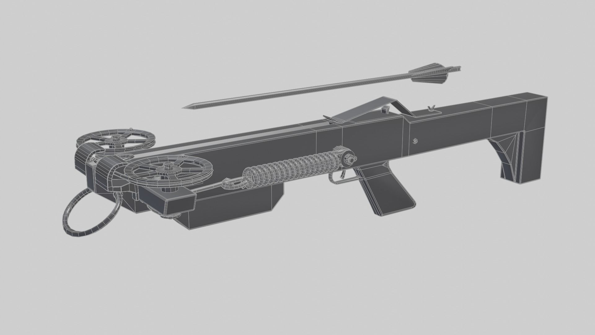 Hand Made Cross Bow Low-poly 3D model_8