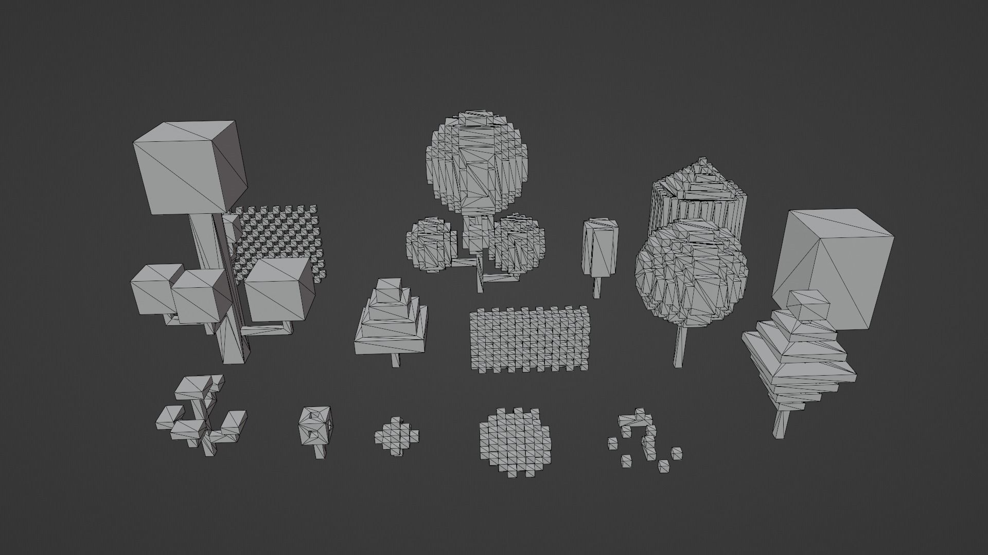 Isometric 3d Tree Set Low-poly 3D model_25