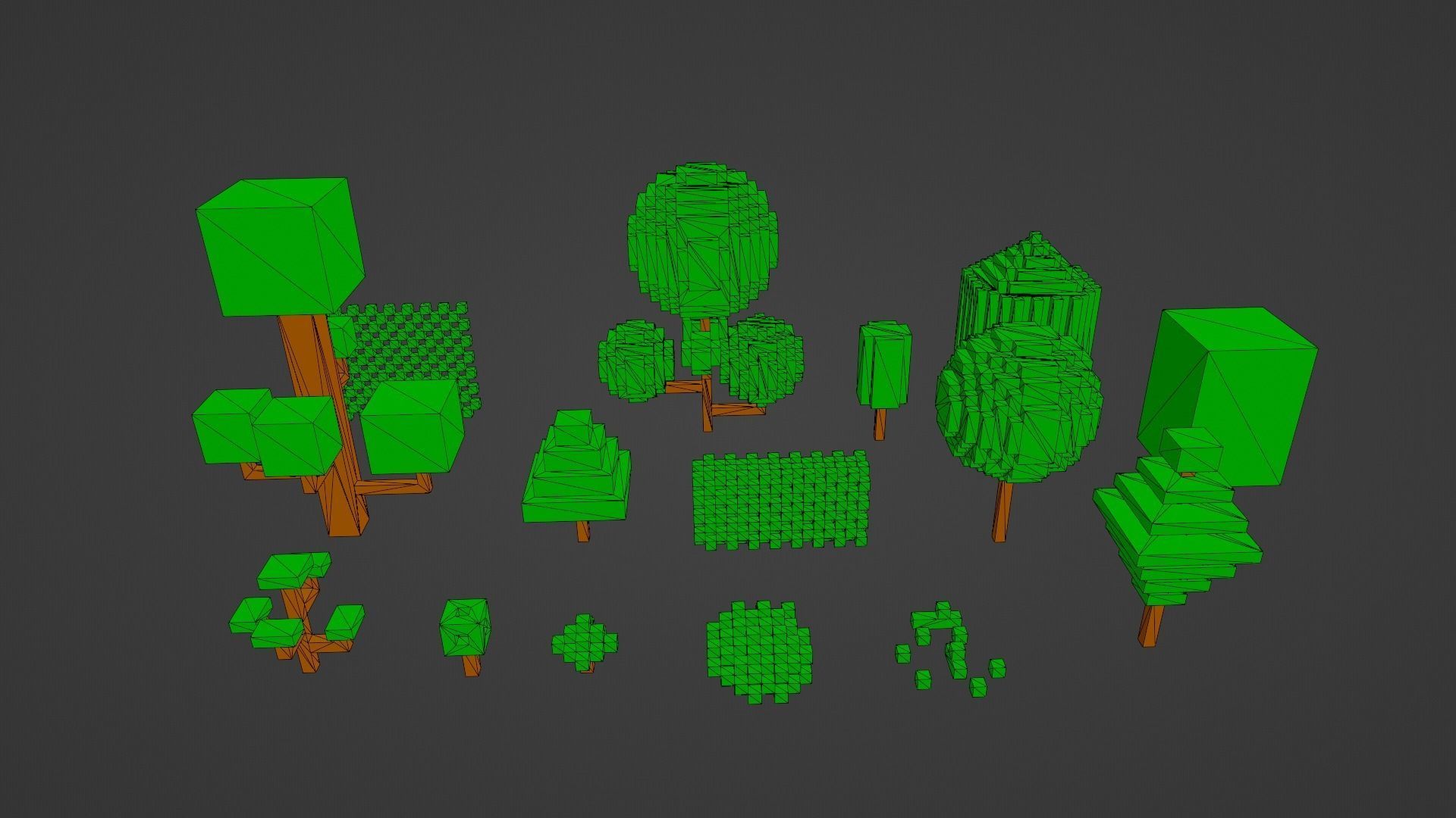 Isometric 3d Tree Set Low-poly 3D model_26
