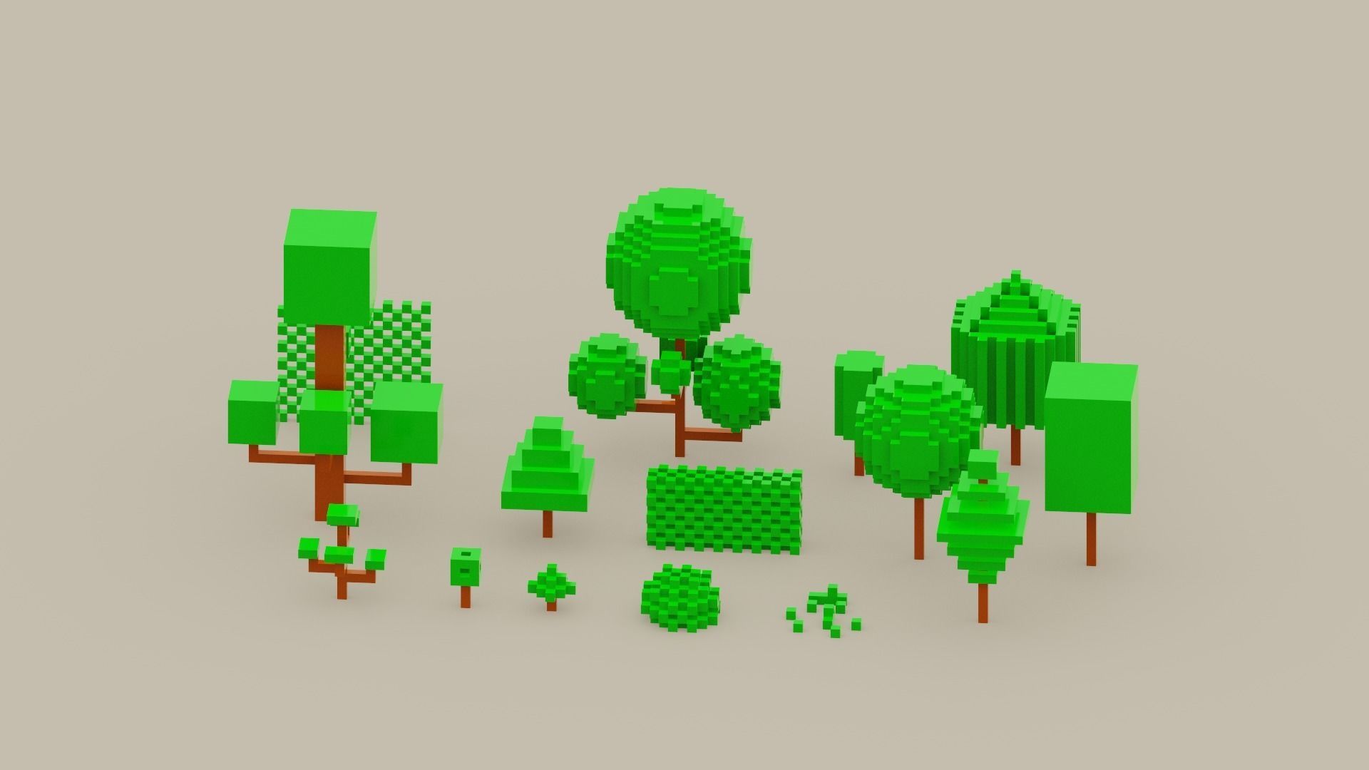 Isometric 3d Tree Set Low-poly 3D model_12
