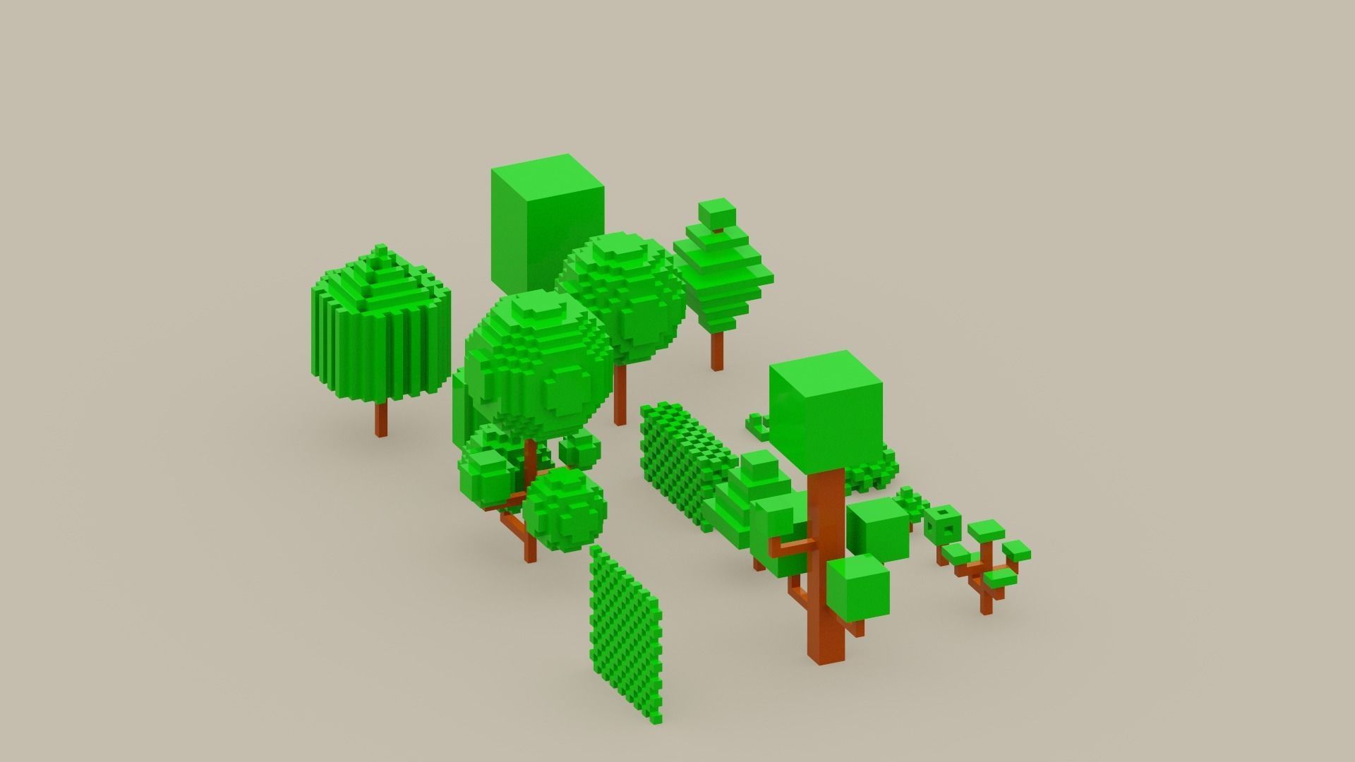Isometric 3d Tree Set Low-poly 3D model_18