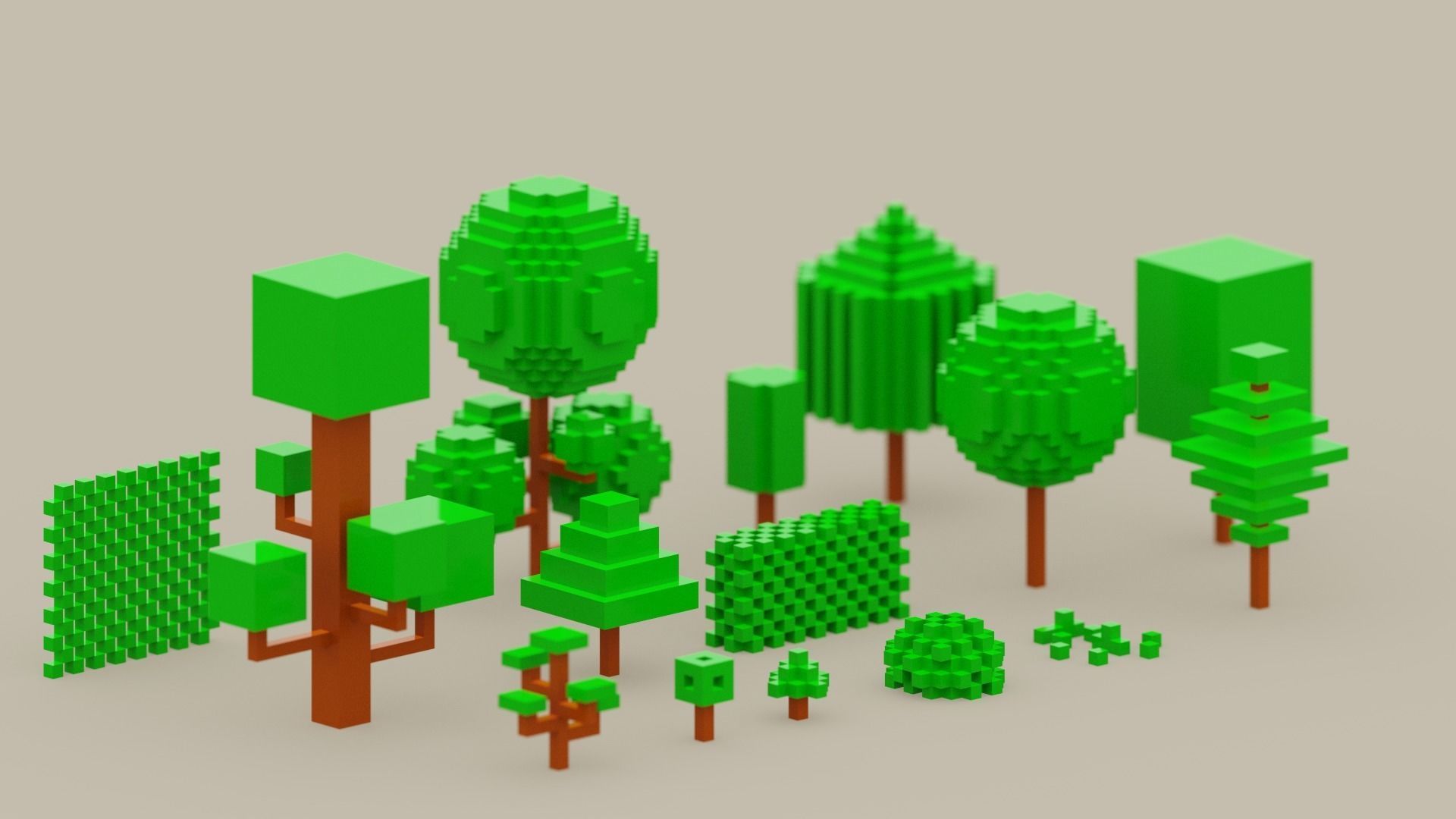 Isometric 3d Tree Set Low-poly 3D model_4