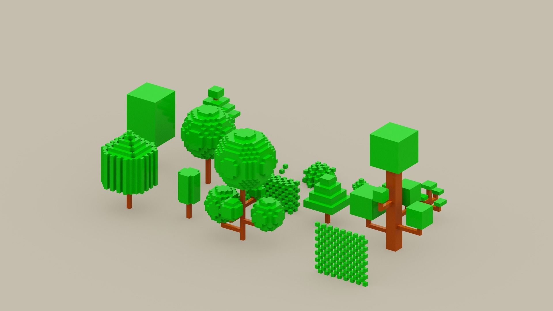 Isometric 3d Tree Set Low-poly 3D model_22