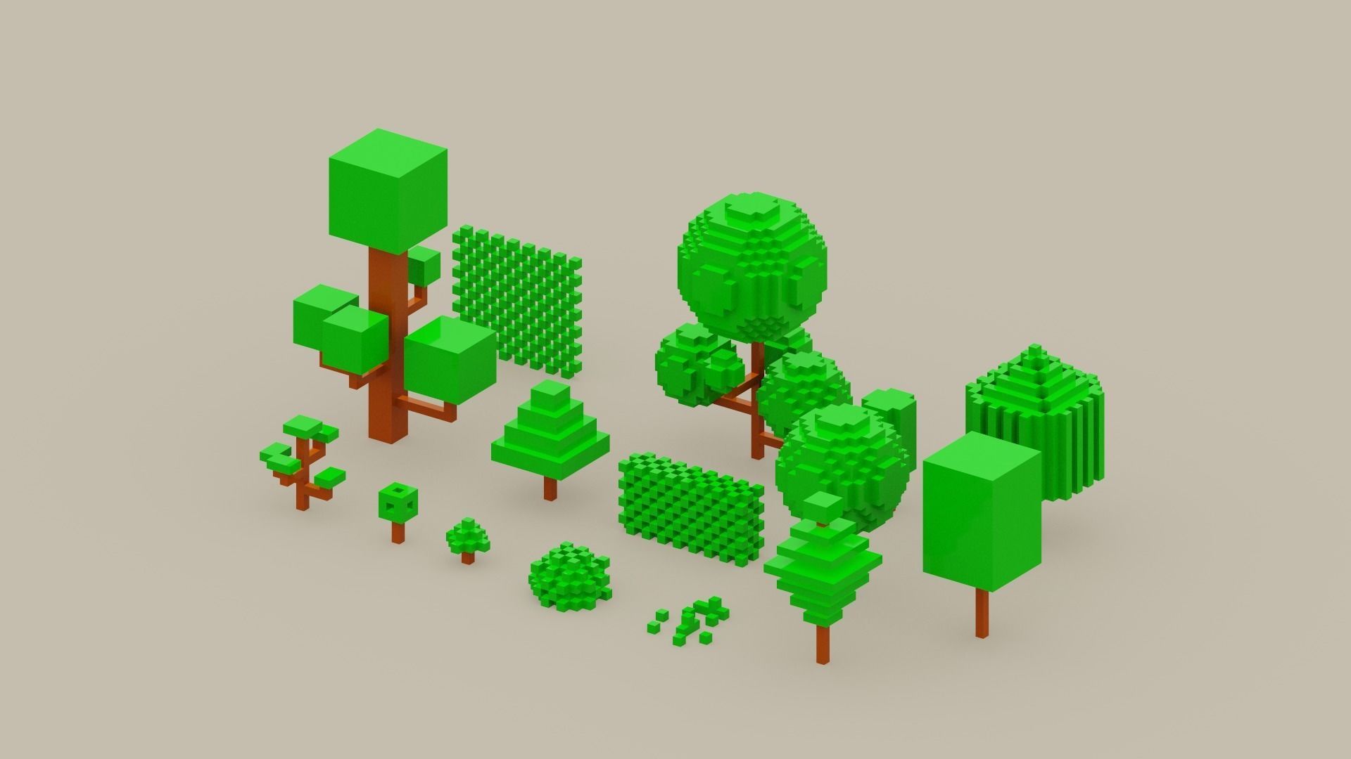 Isometric 3d Tree Set Low-poly 3D model_15