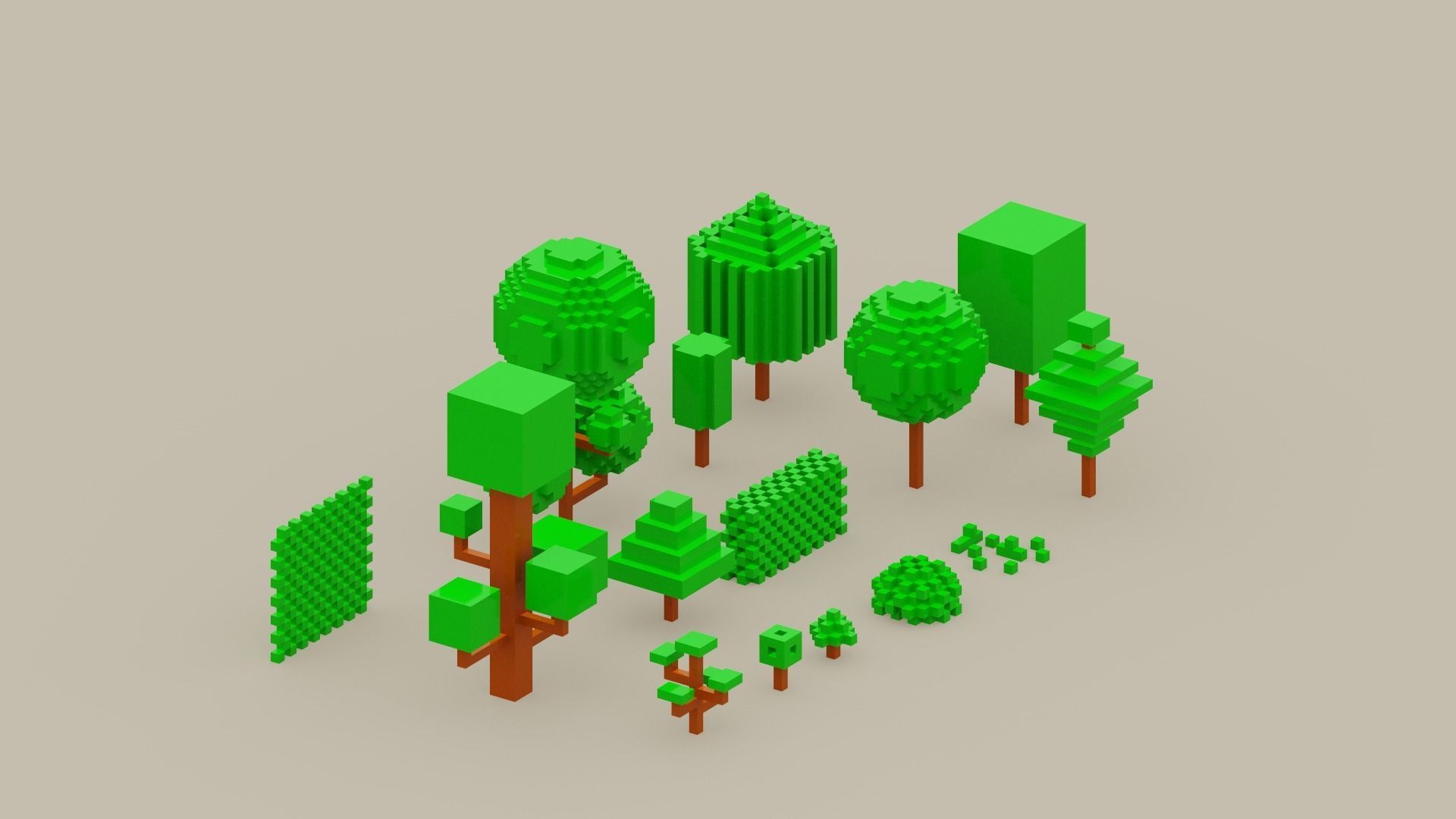 Isometric 3d Tree Set Low-poly 3D model_20