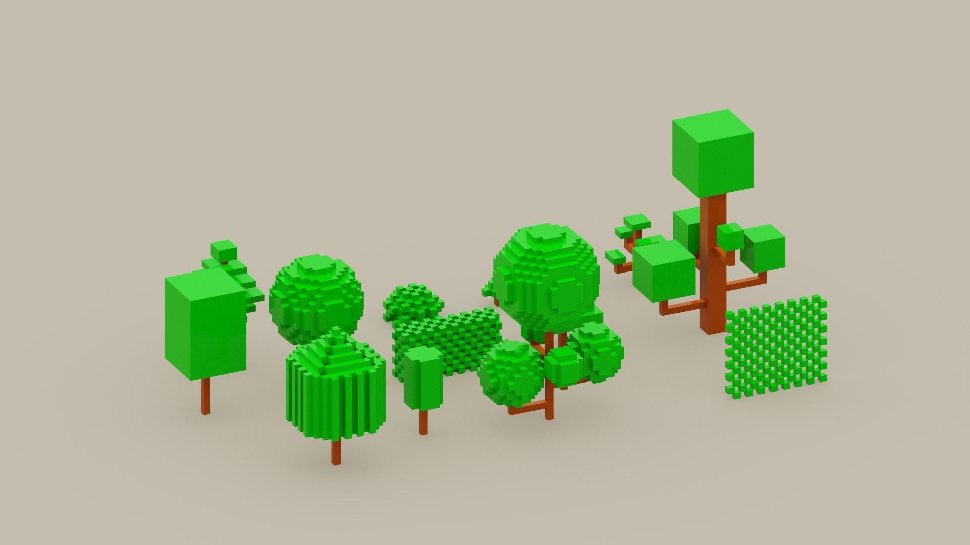 Isometric 3d Tree Set Low-poly 3D model_17