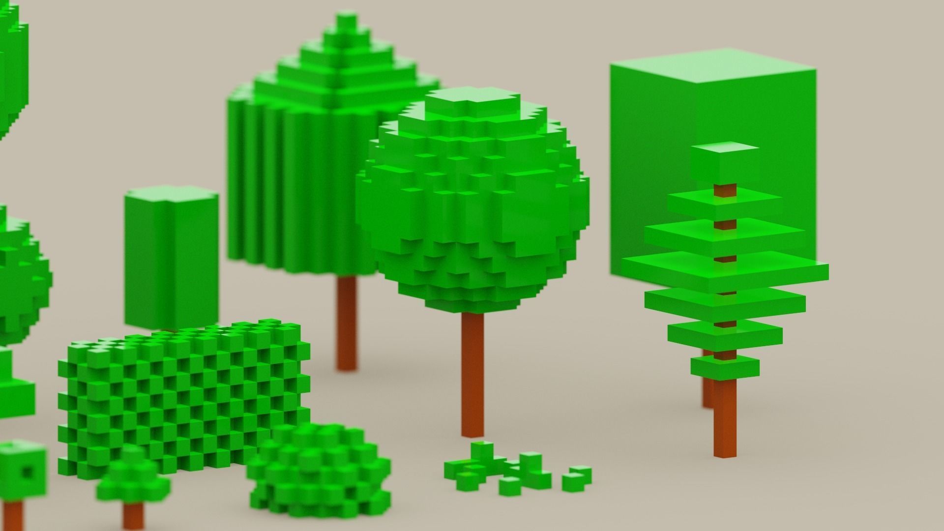 Isometric 3d Tree Set Low-poly 3D model_6