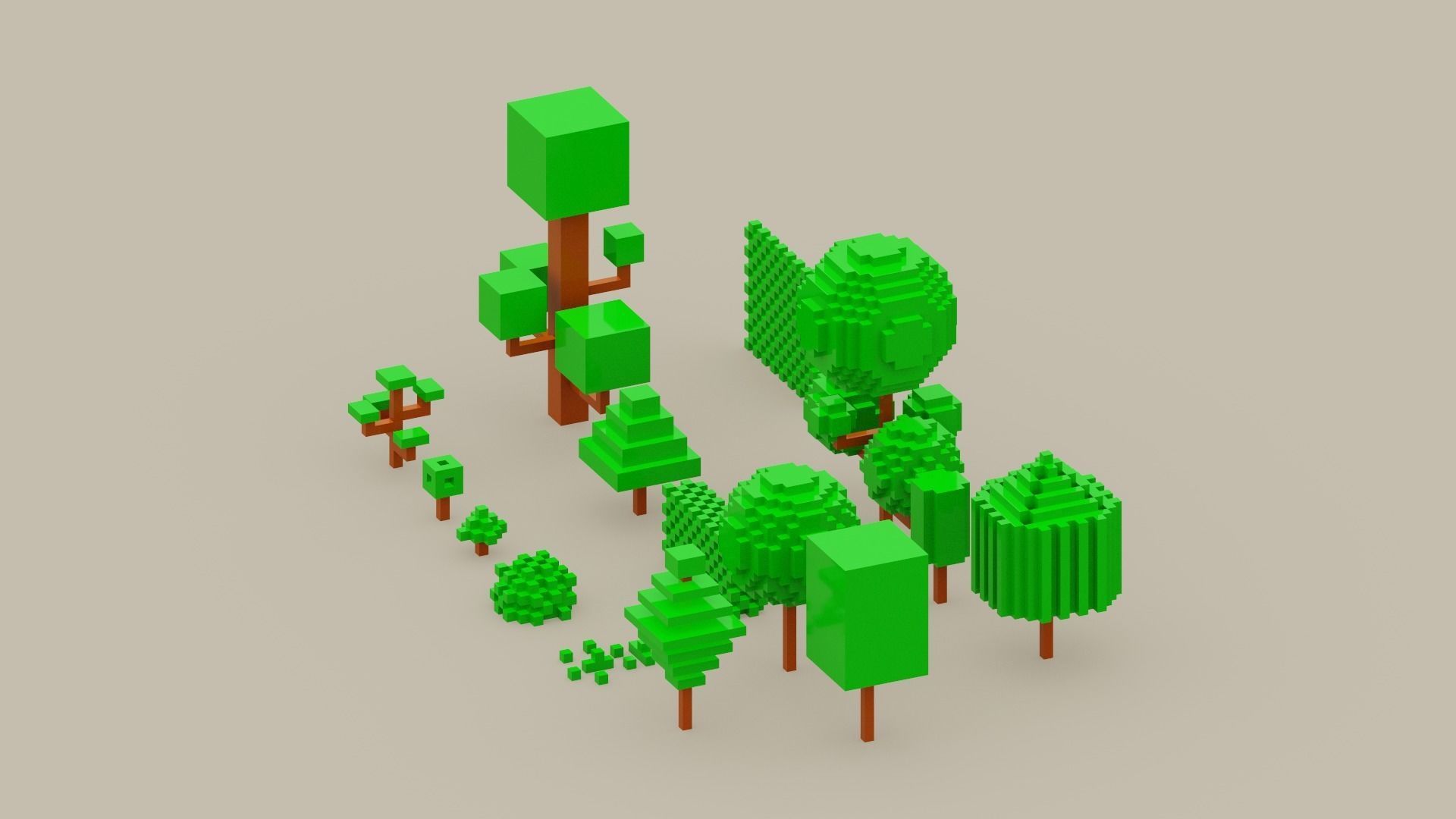 Isometric 3d Tree Set Low-poly 3D model_16