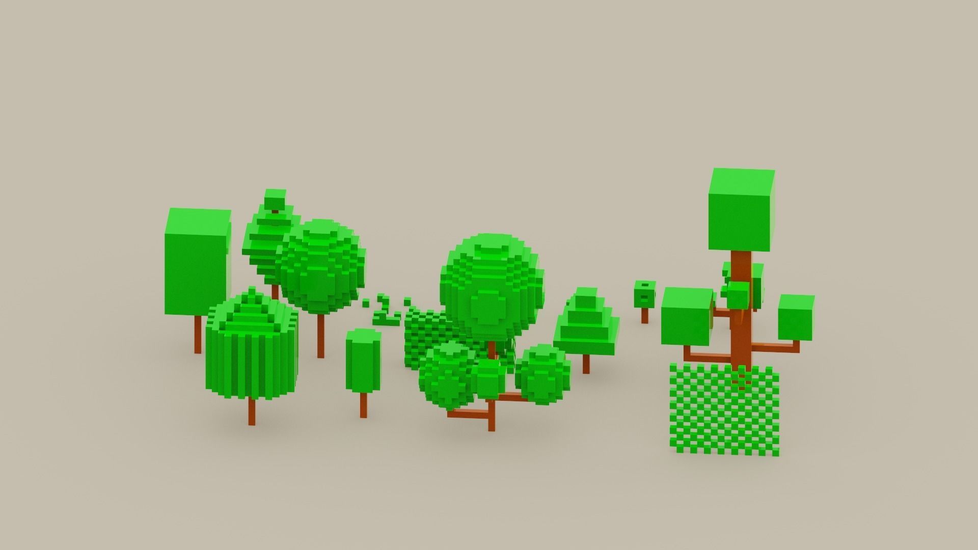 Isometric 3d Tree Set Low-poly 3D model_14