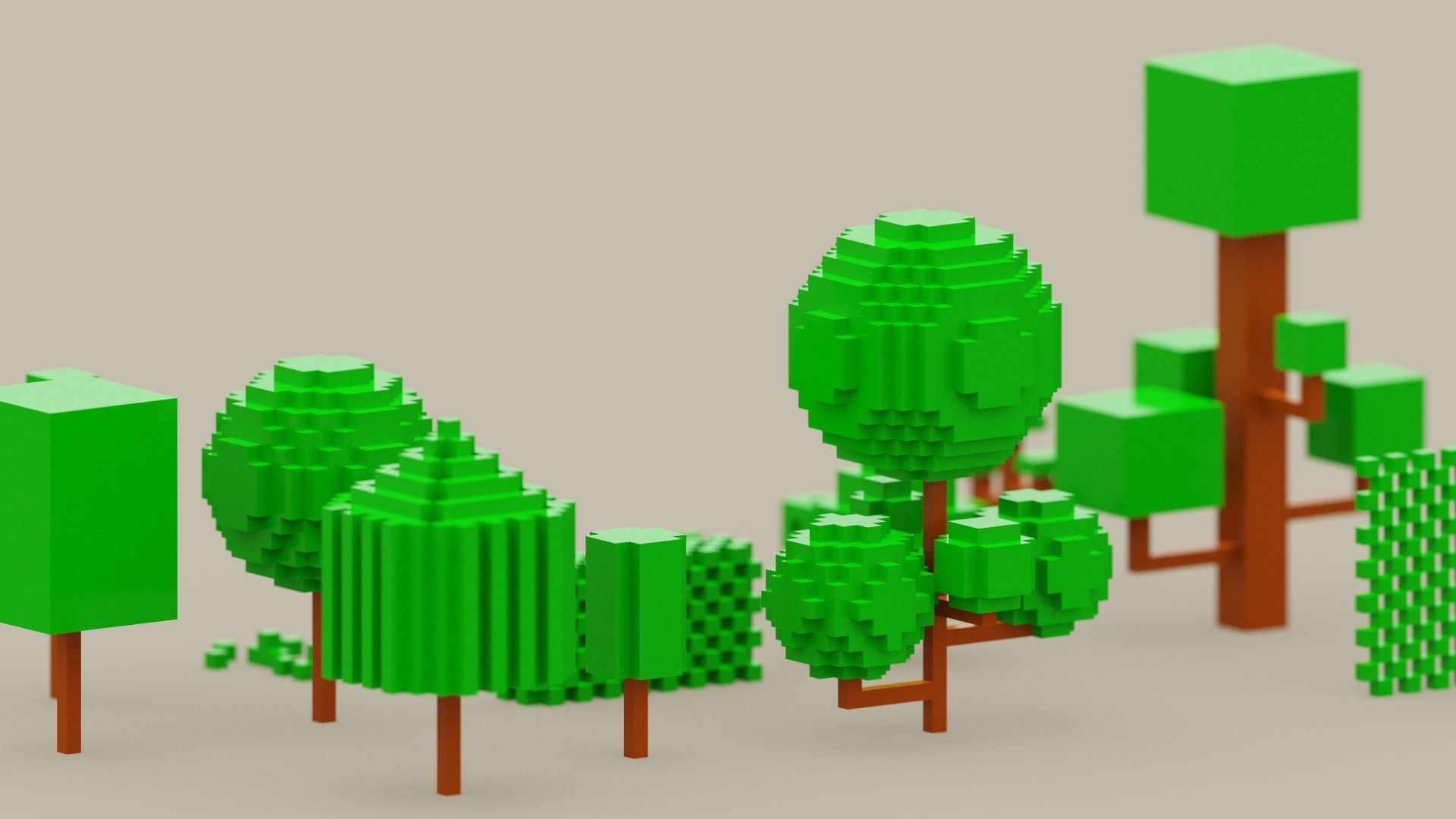 Isometric 3d Tree Set Low-poly 3D model_5