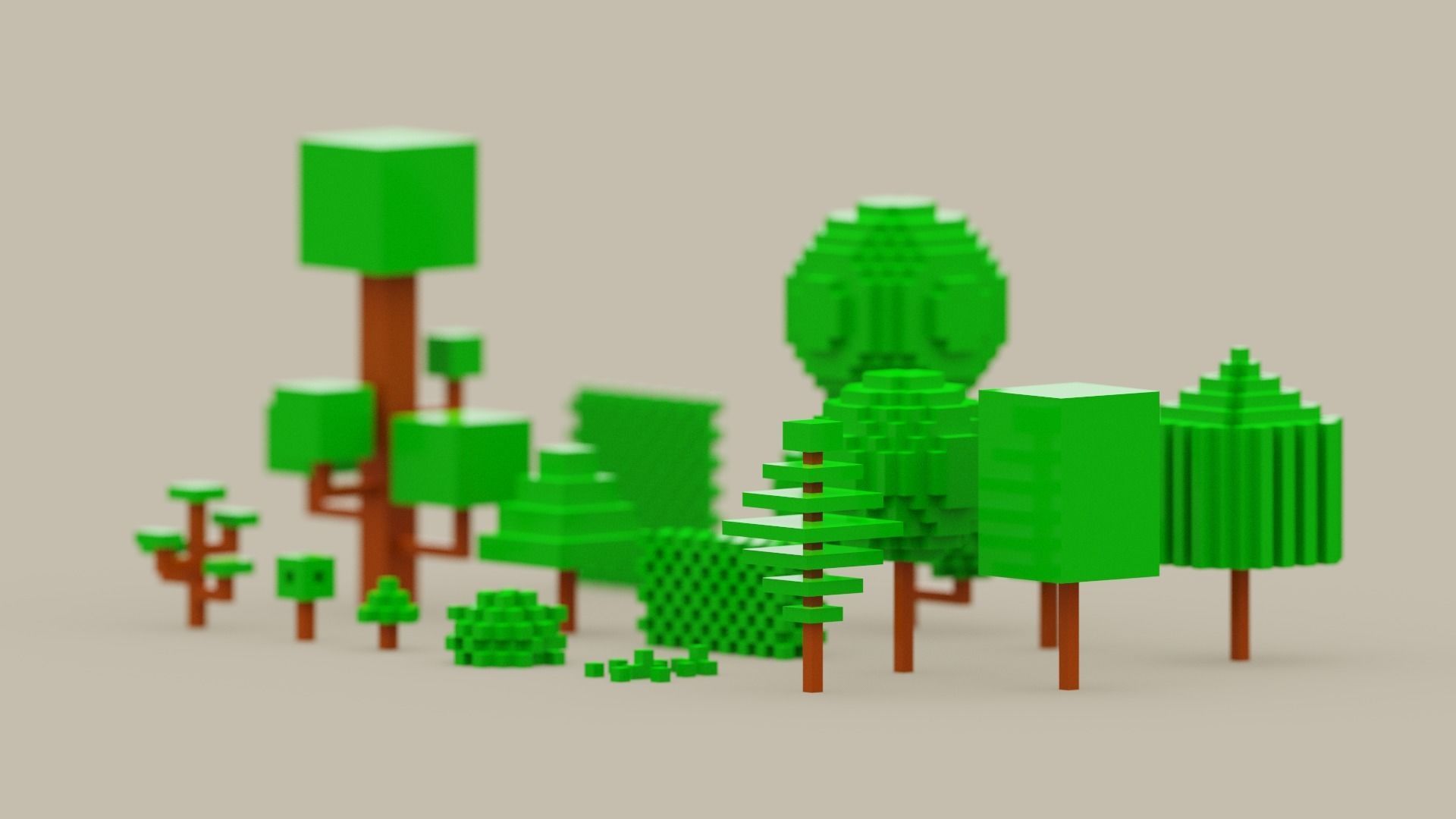 Isometric 3d Tree Set Low-poly 3D model_10