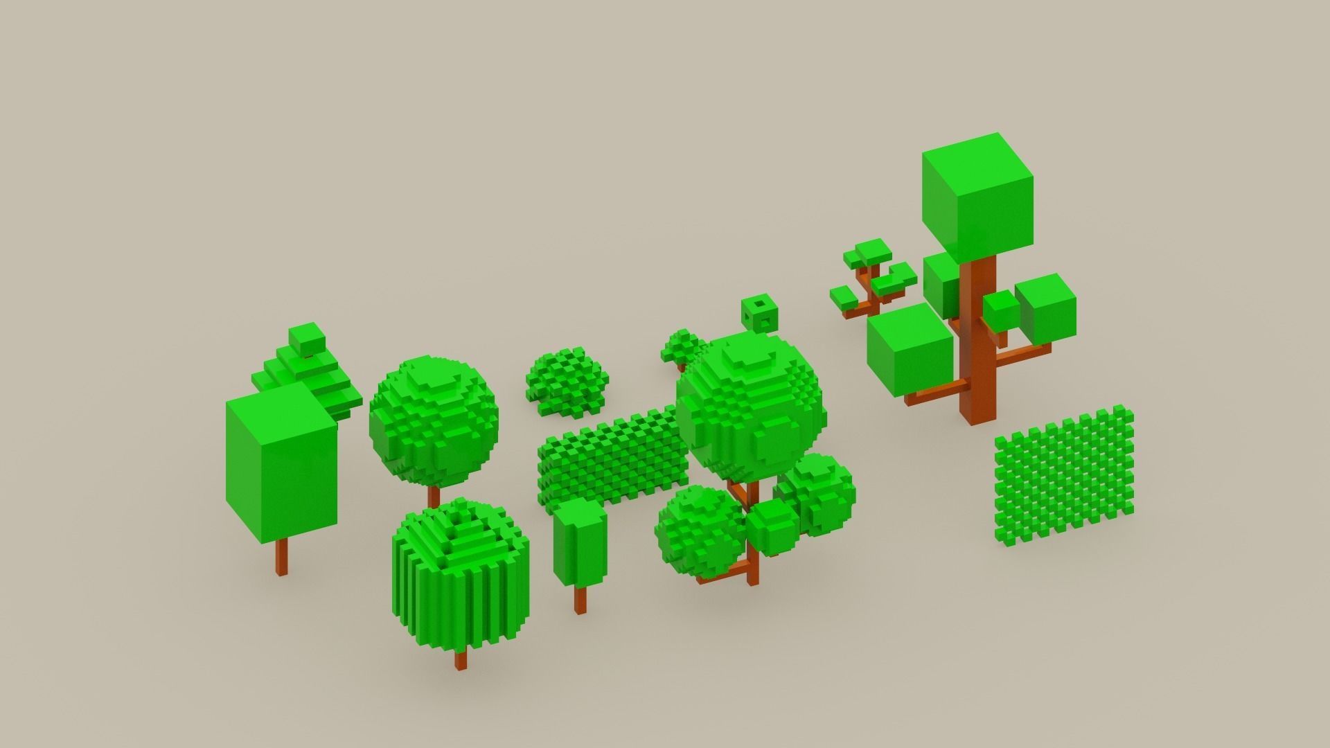 Isometric 3d Tree Set Low-poly 3D model_3