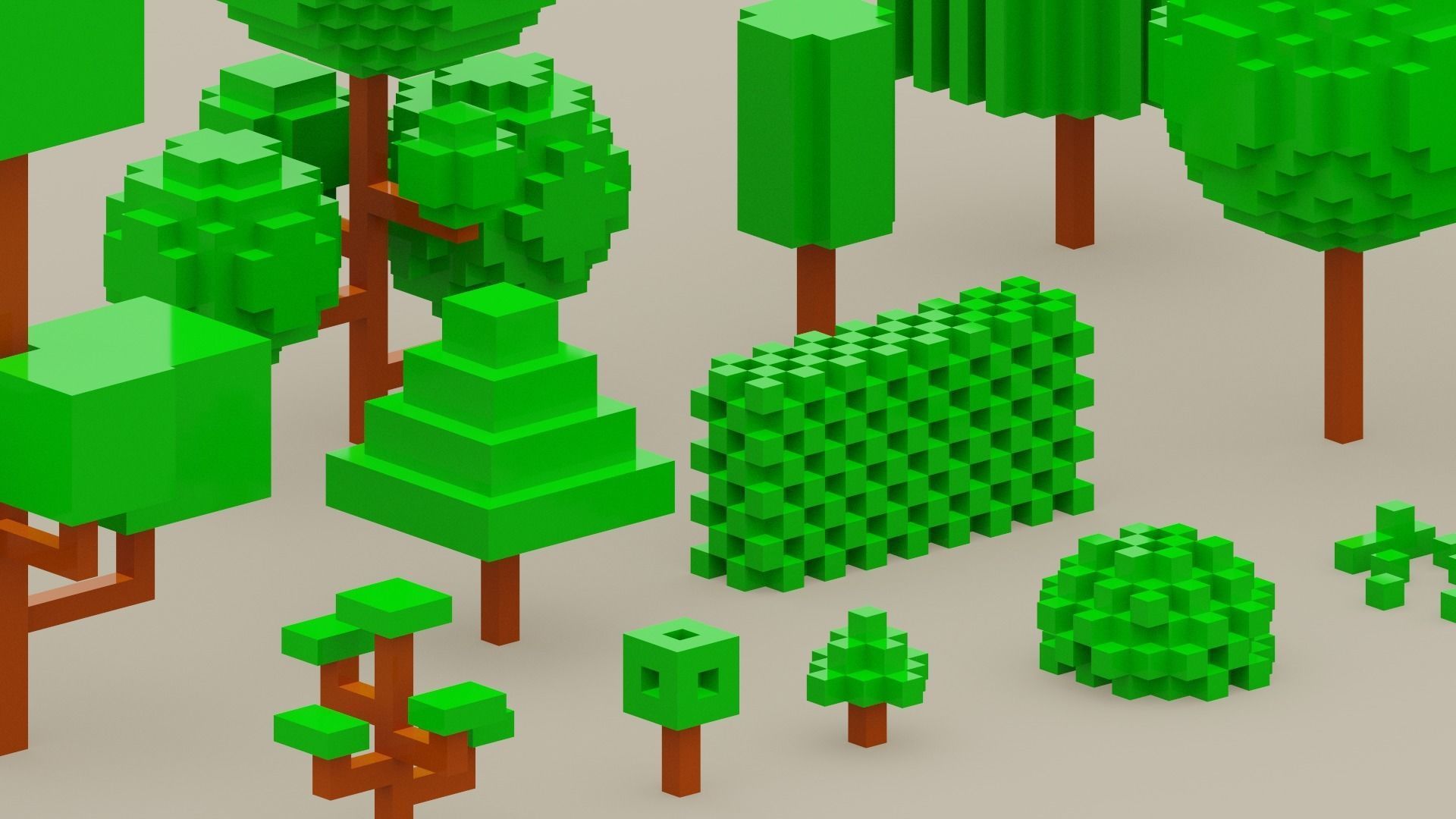 Isometric 3d Tree Set Low-poly 3D model_7