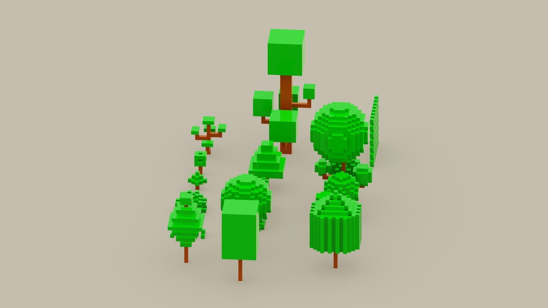 Isometric 3d Tree Set Low-poly 3D model_11