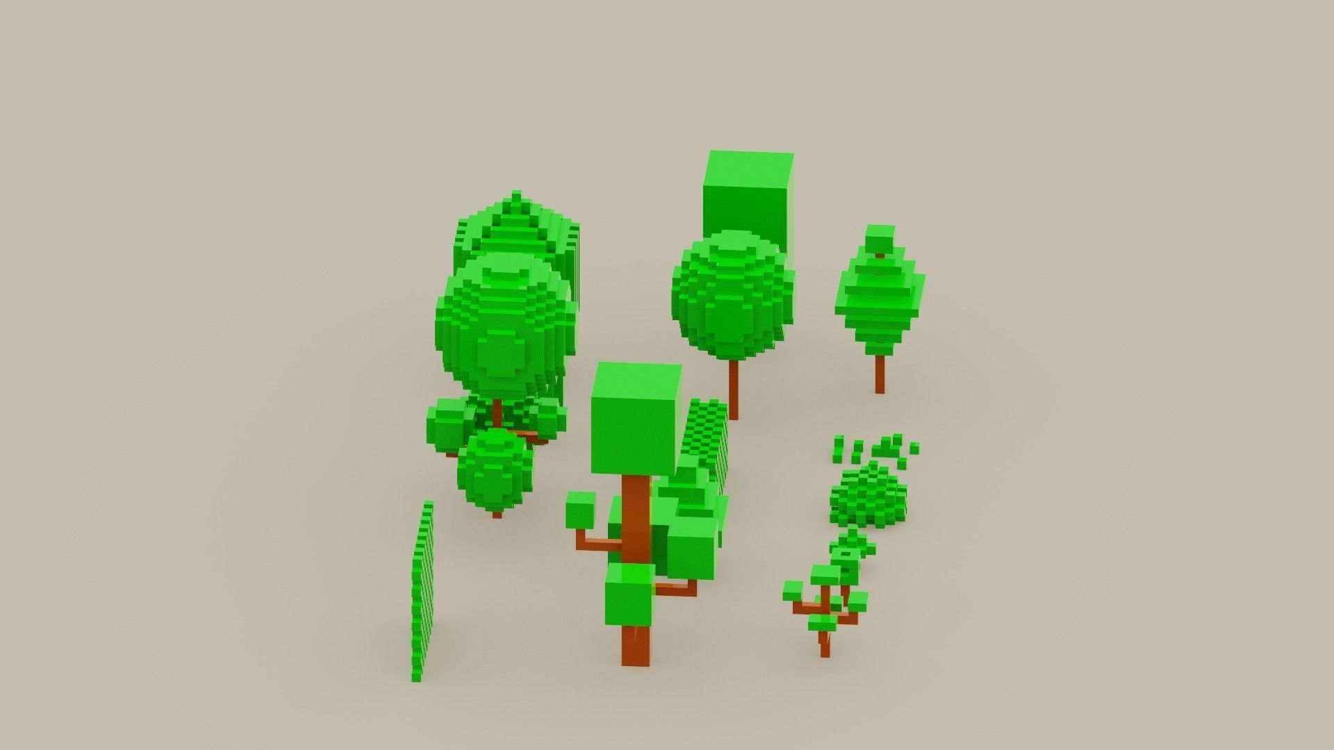 Isometric 3d Tree Set Low-poly 3D model_19