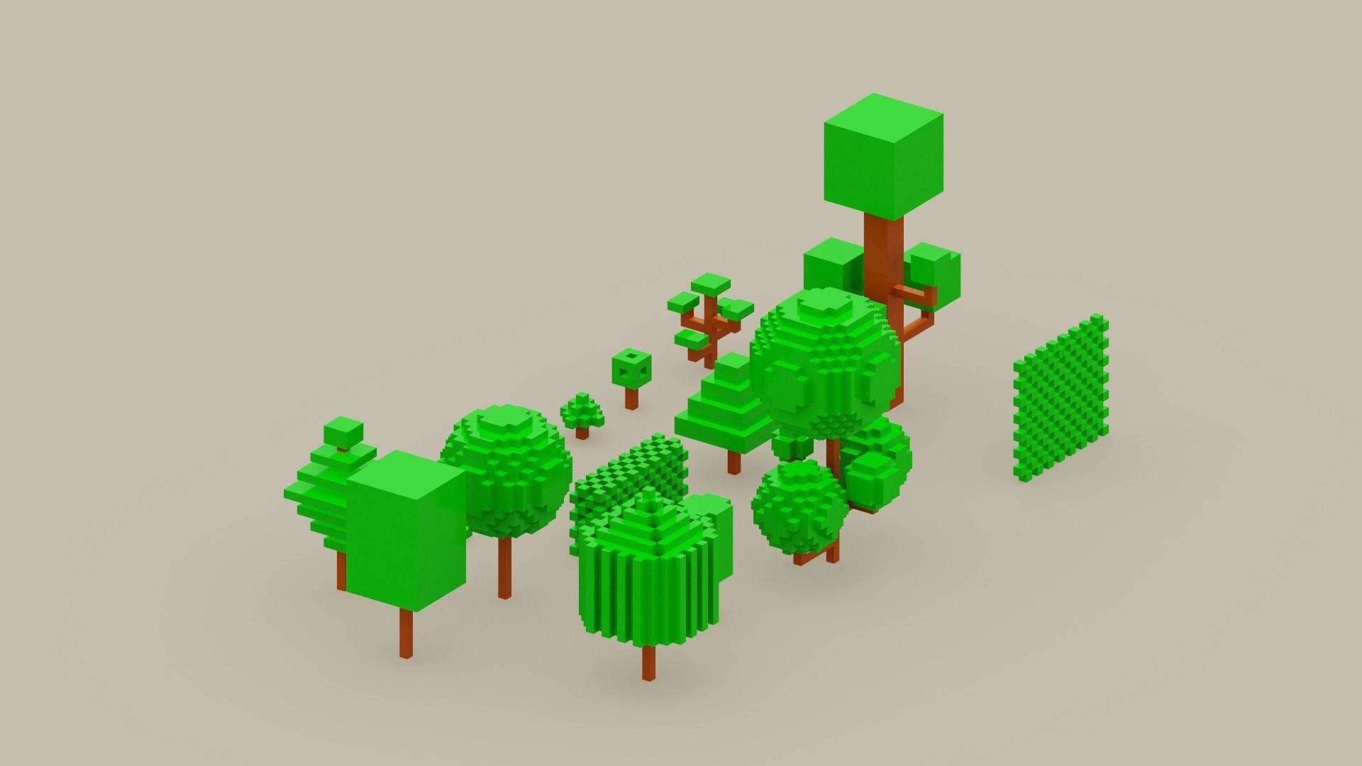 Isometric 3d Tree Set Low-poly 3D model_13