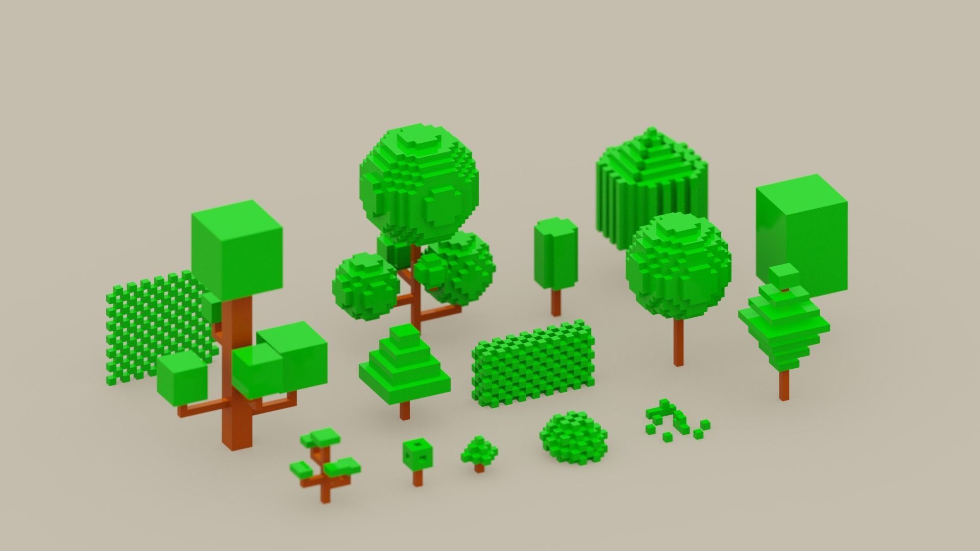 Isometric 3d Tree Set Low-poly 3D model_9