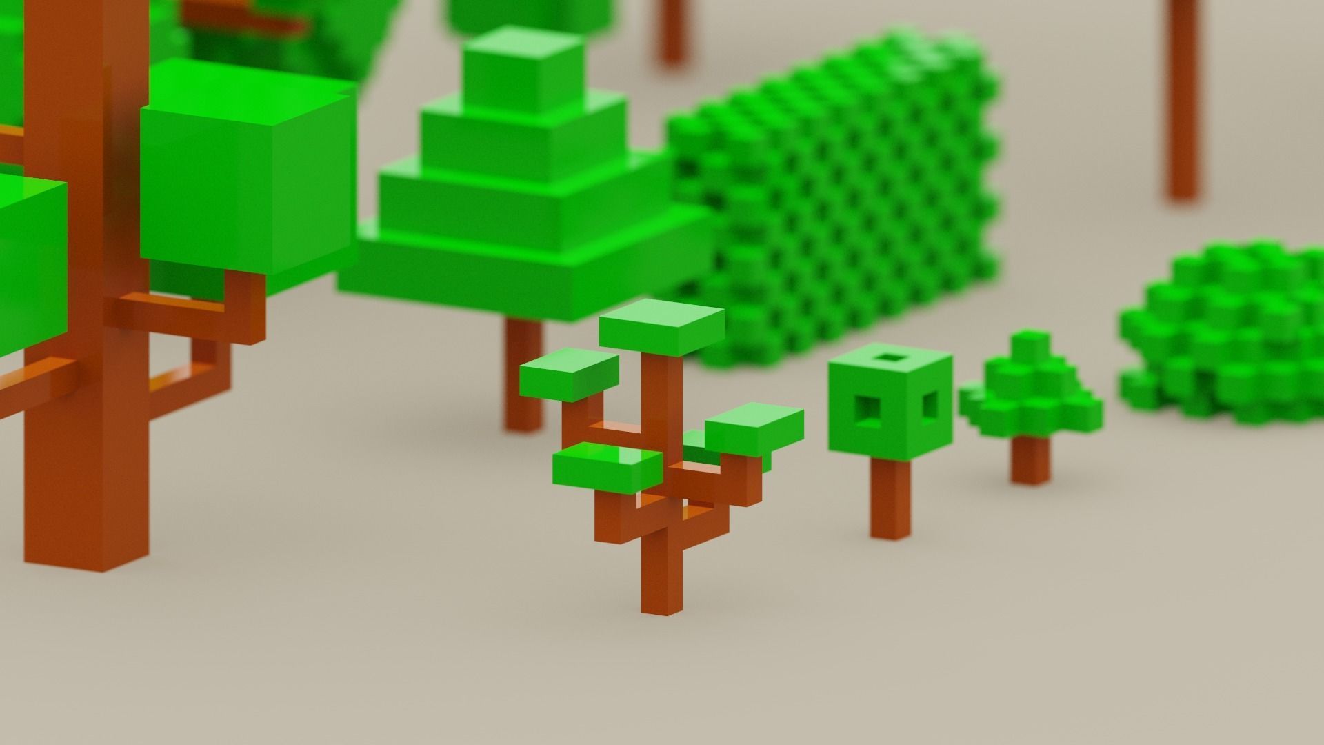 Isometric 3d Tree Set Low-poly 3D model_8