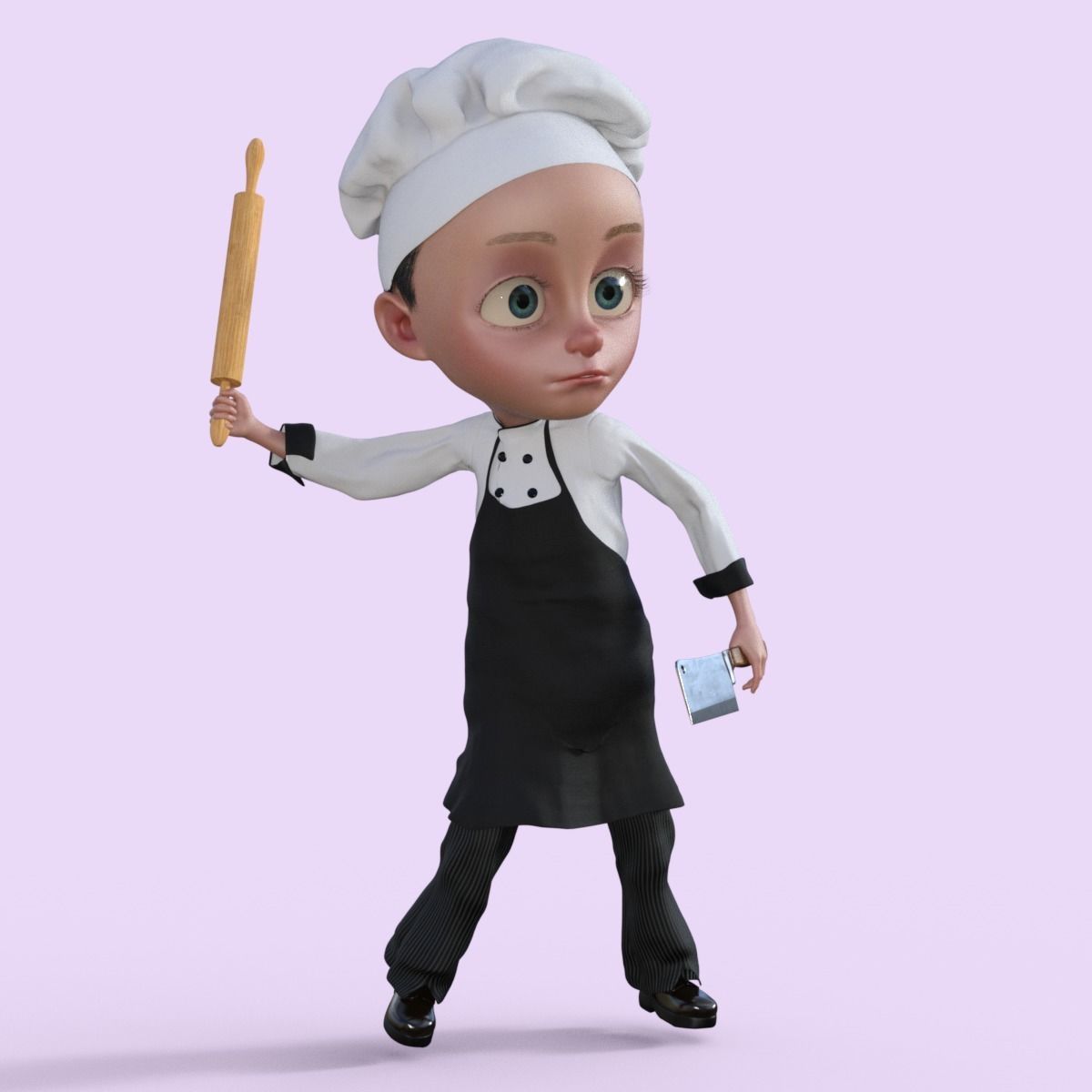 Cartoon Chef Rigged 3D model_15