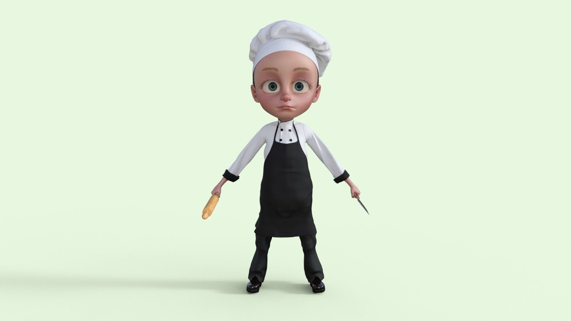 Cartoon Chef Rigged 3D model_24