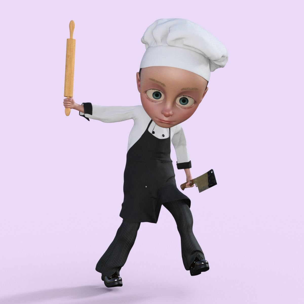 Cartoon Chef Rigged 3D model_16
