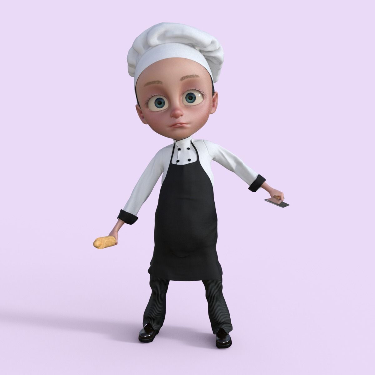 Cartoon Chef Rigged 3D model_21
