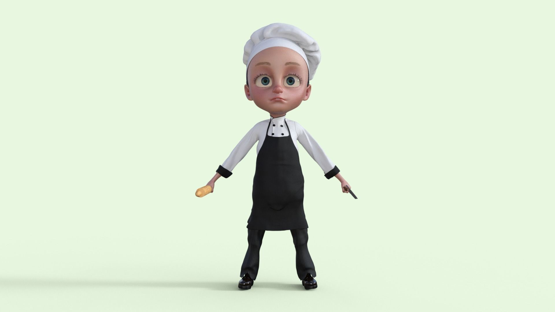 Cartoon Chef Rigged 3D model_32