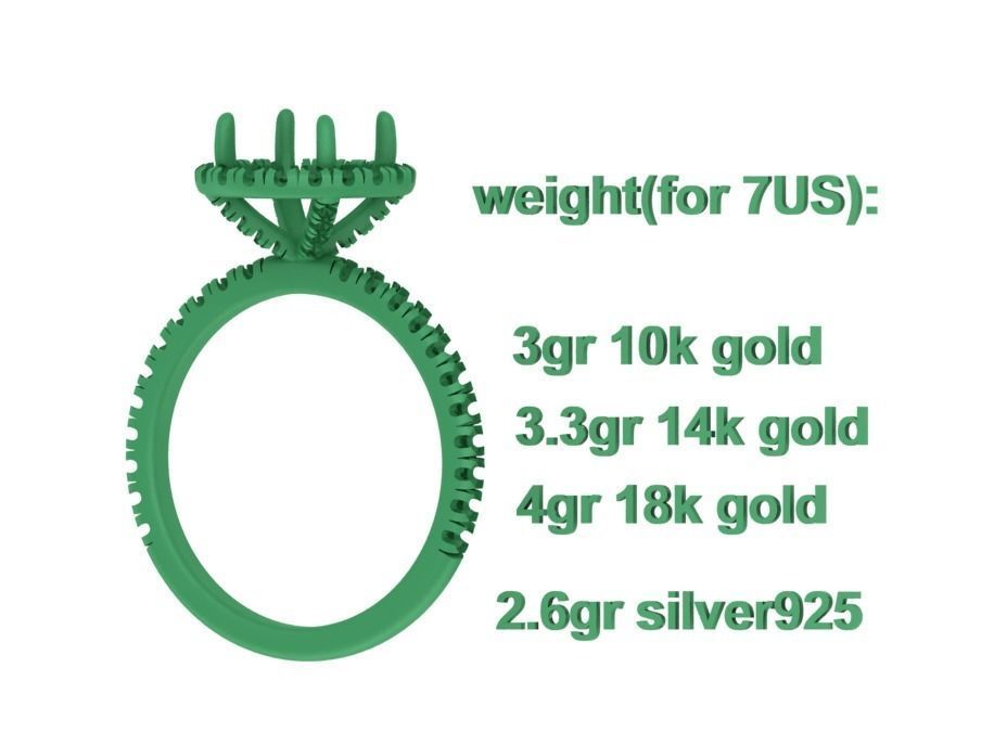 2ct Round Halo Pave Setting Engagement Ring 3dmodel 3D print model_9