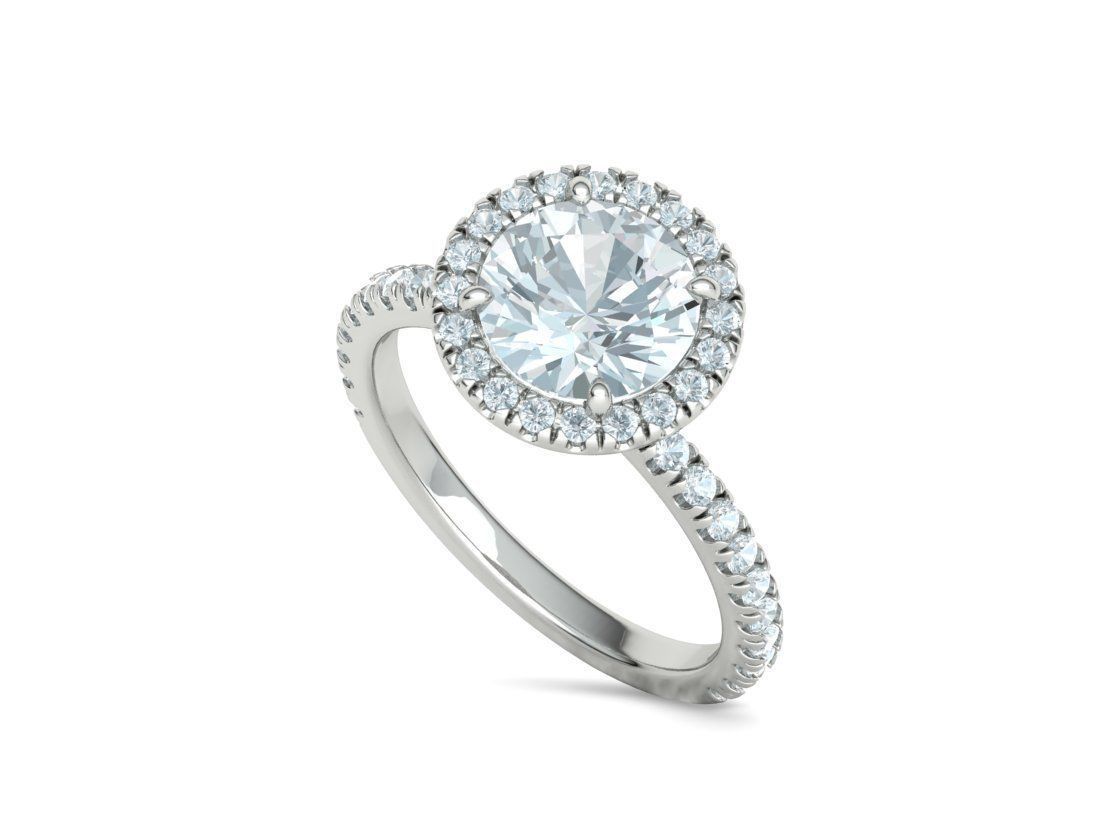 2ct Round Halo Pave Setting Engagement Ring 3dmodel 3D print model_30