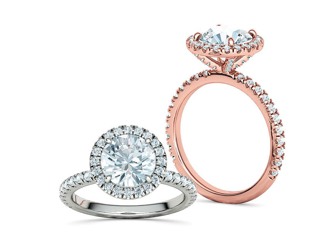 2ct Round Halo Pave Setting Engagement Ring 3dmodel 3D print model_2