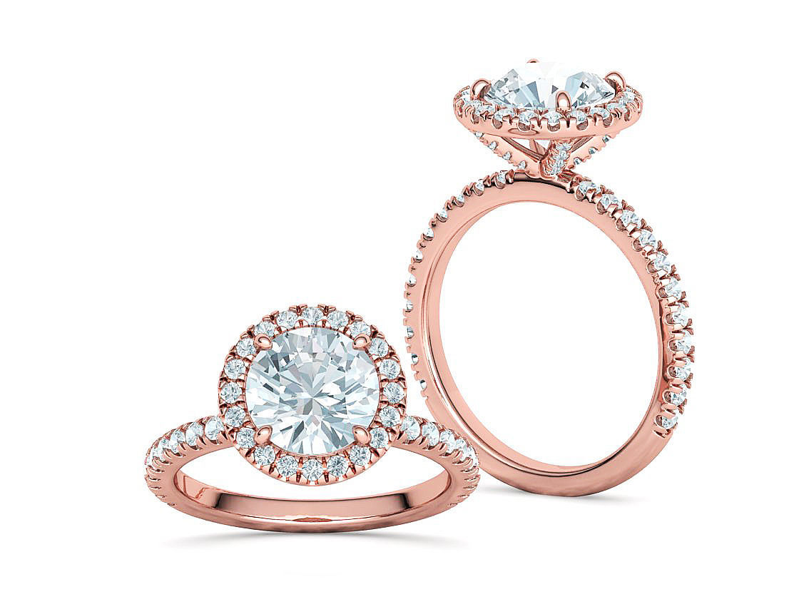 2ct Round Halo Pave Setting Engagement Ring 3dmodel 3D print model_4