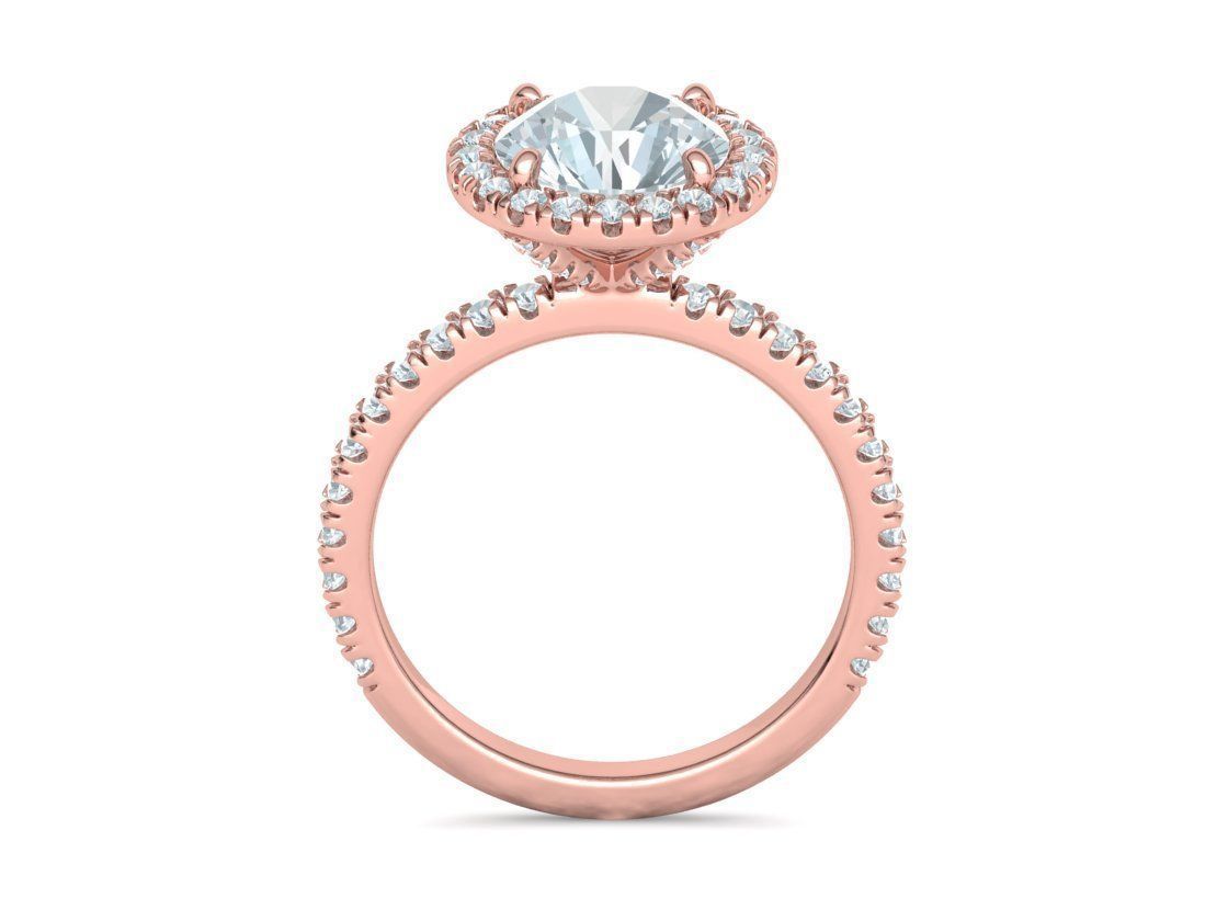 2ct Round Halo Pave Setting Engagement Ring 3dmodel 3D print model_16