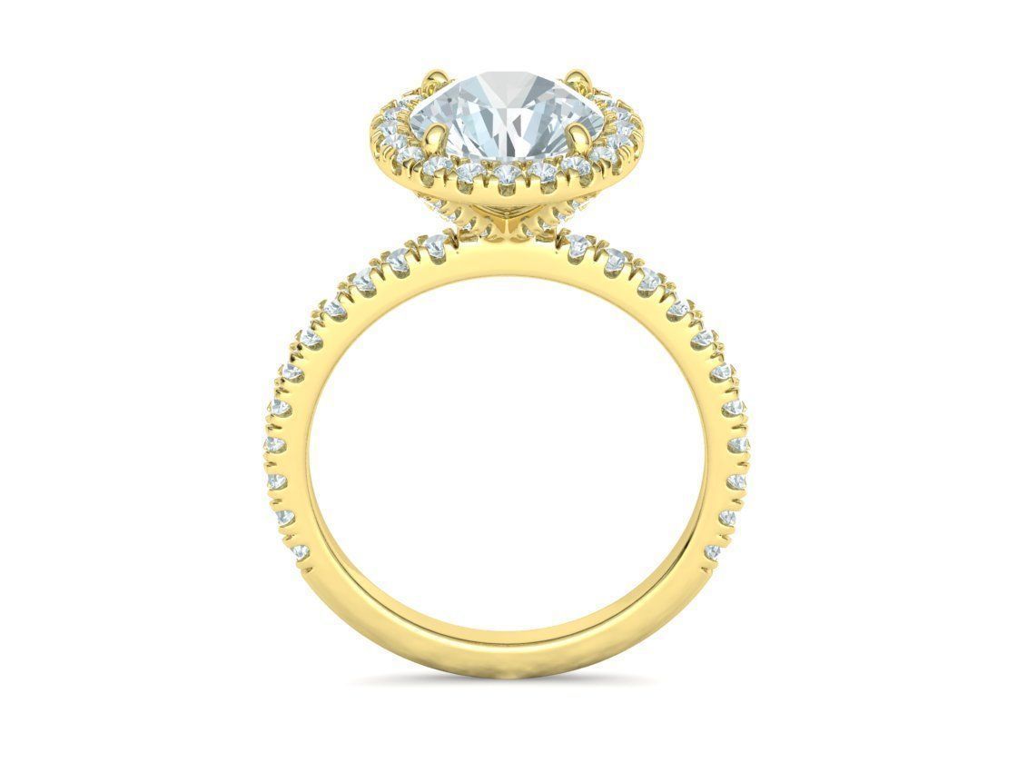 2ct Round Halo Pave Setting Engagement Ring 3dmodel 3D print model_17