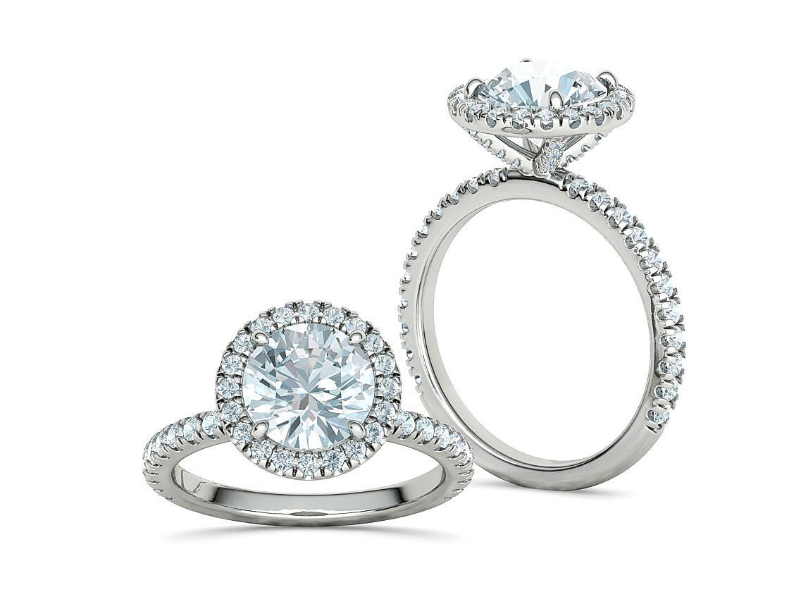 2ct Round Halo Pave Setting Engagement Ring 3dmodel 3D print model_6