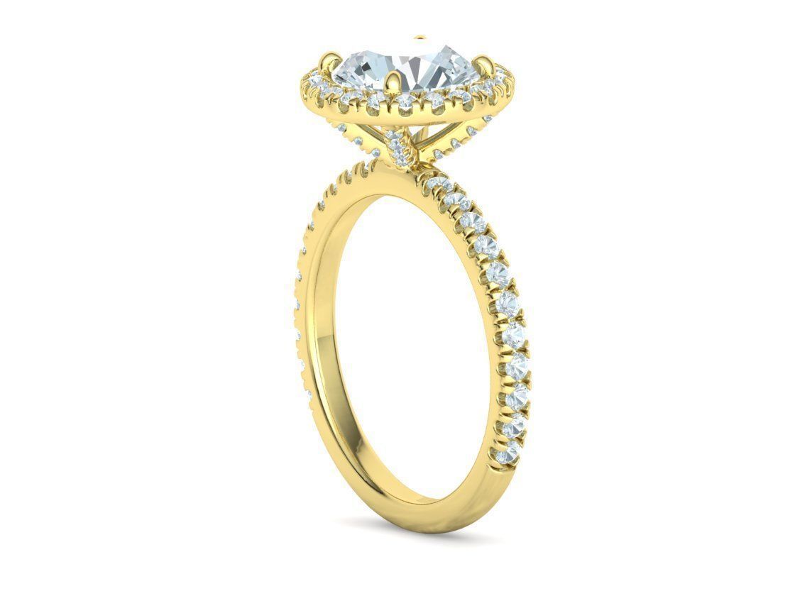 2ct Round Halo Pave Setting Engagement Ring 3dmodel 3D print model_20