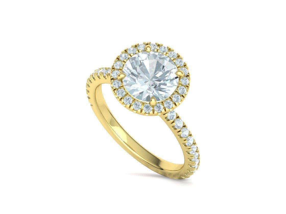2ct Round Halo Pave Setting Engagement Ring 3dmodel 3D print model_29