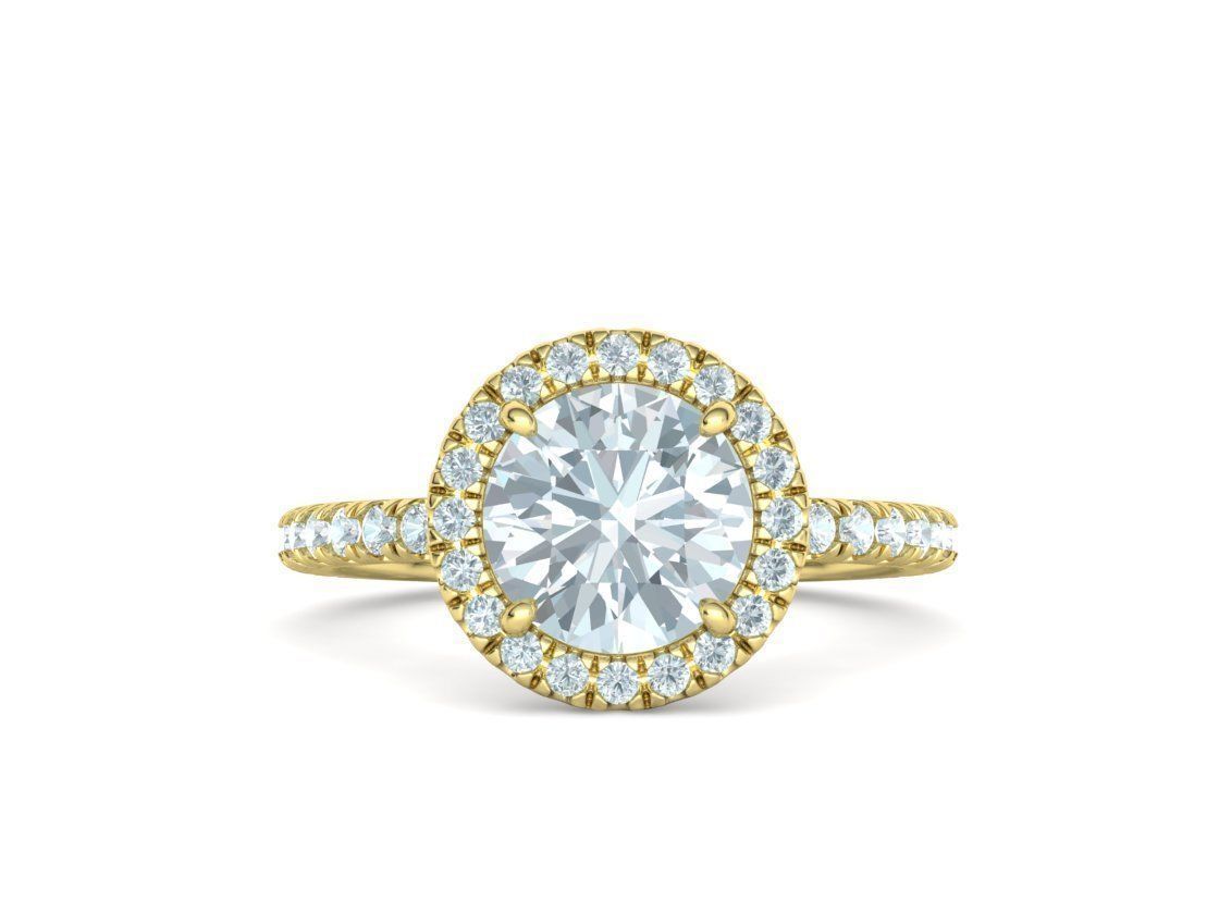 2ct Round Halo Pave Setting Engagement Ring 3dmodel 3D print model_32