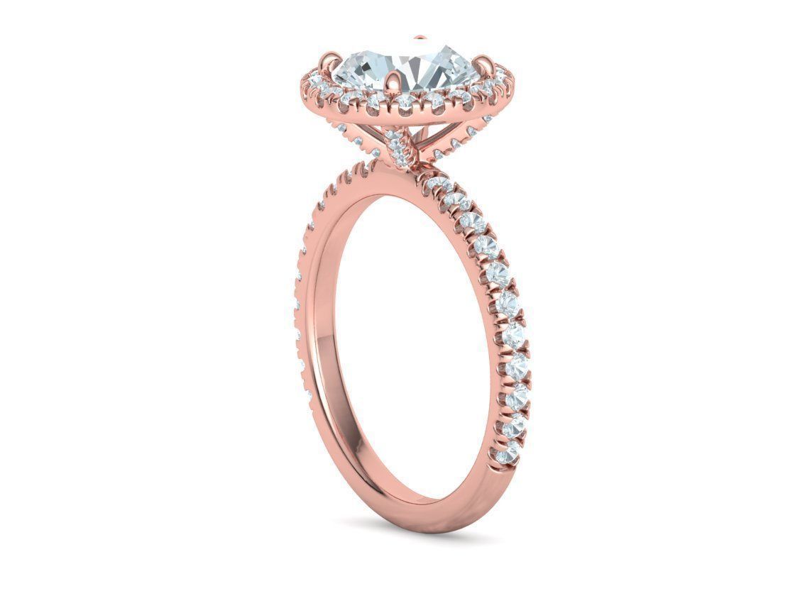 2ct Round Halo Pave Setting Engagement Ring 3dmodel 3D print model_19