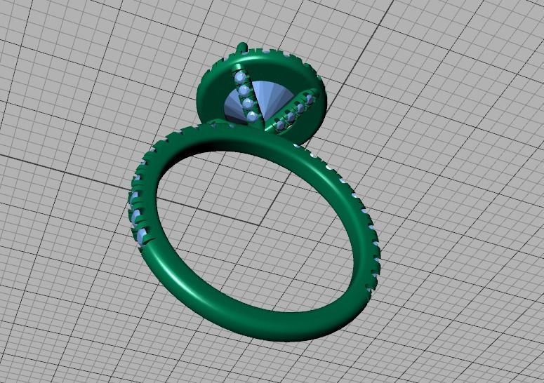2ct Round Halo Pave Setting Engagement Ring 3dmodel 3D print model_38