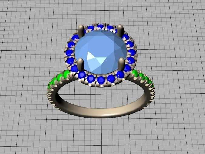 2ct Round Halo Pave Setting Engagement Ring 3dmodel 3D print model_11