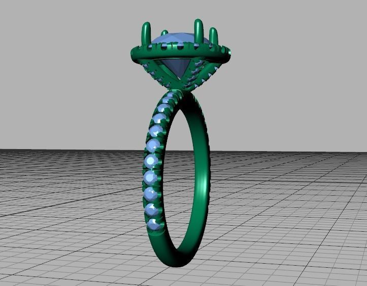 2ct Round Halo Pave Setting Engagement Ring 3dmodel 3D print model_37