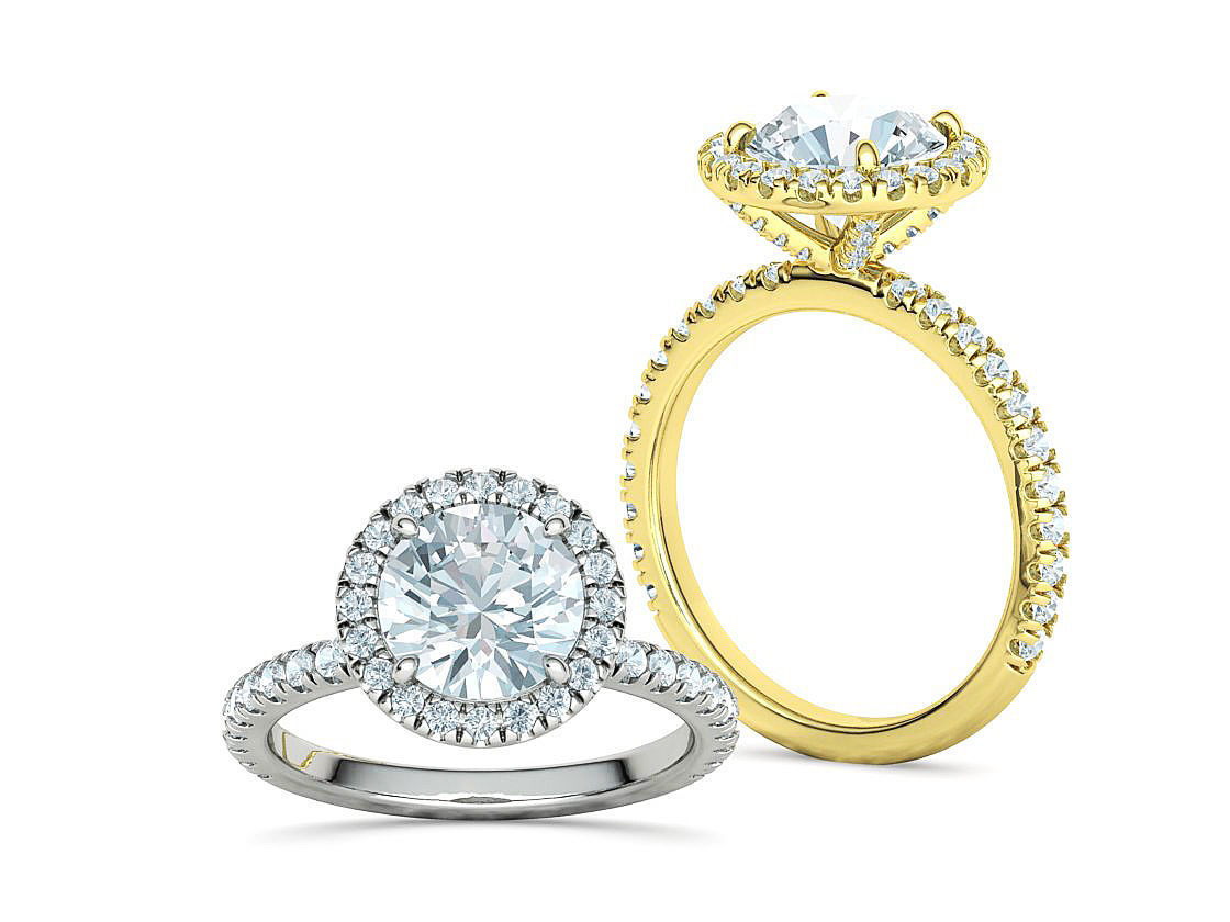 2ct Round Halo Pave Setting Engagement Ring 3dmodel 3D print model_3