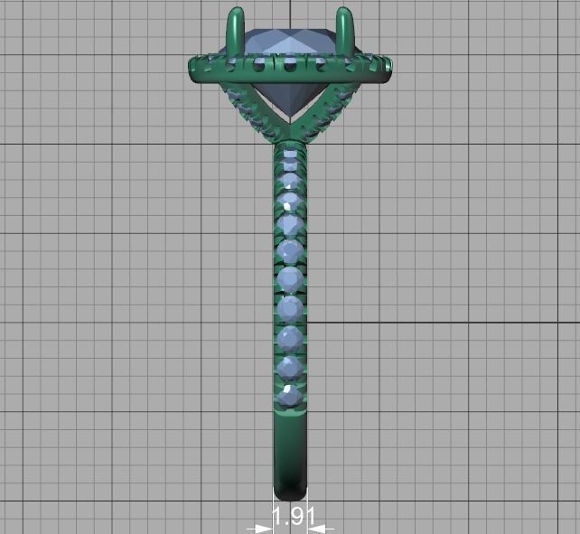 2ct Round Halo Pave Setting Engagement Ring 3dmodel 3D print model_34