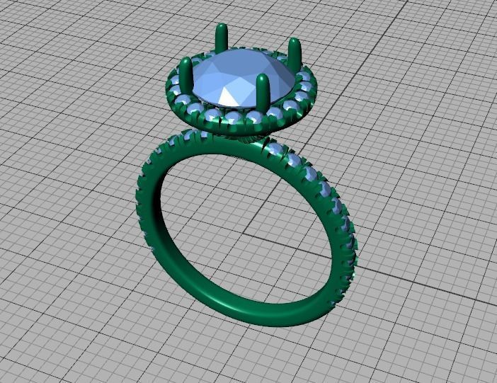 2ct Round Halo Pave Setting Engagement Ring 3dmodel 3D print model_35