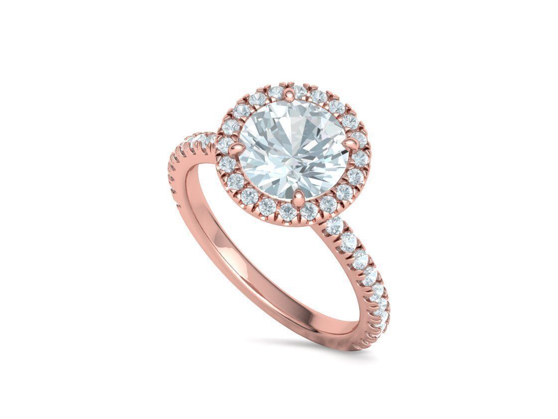 2ct Round Halo Pave Setting Engagement Ring 3dmodel 3D print model_28