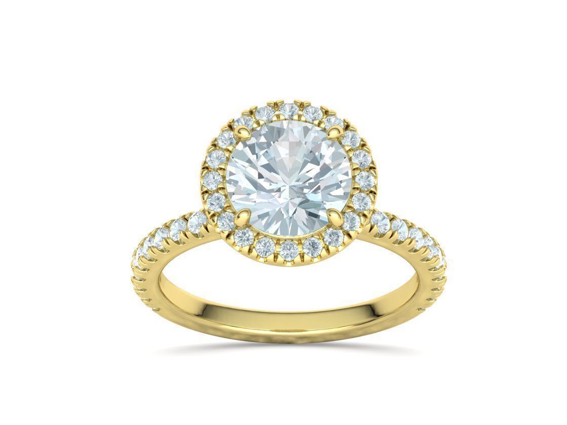 2ct Round Halo Pave Setting Engagement Ring 3dmodel 3D print model_14
