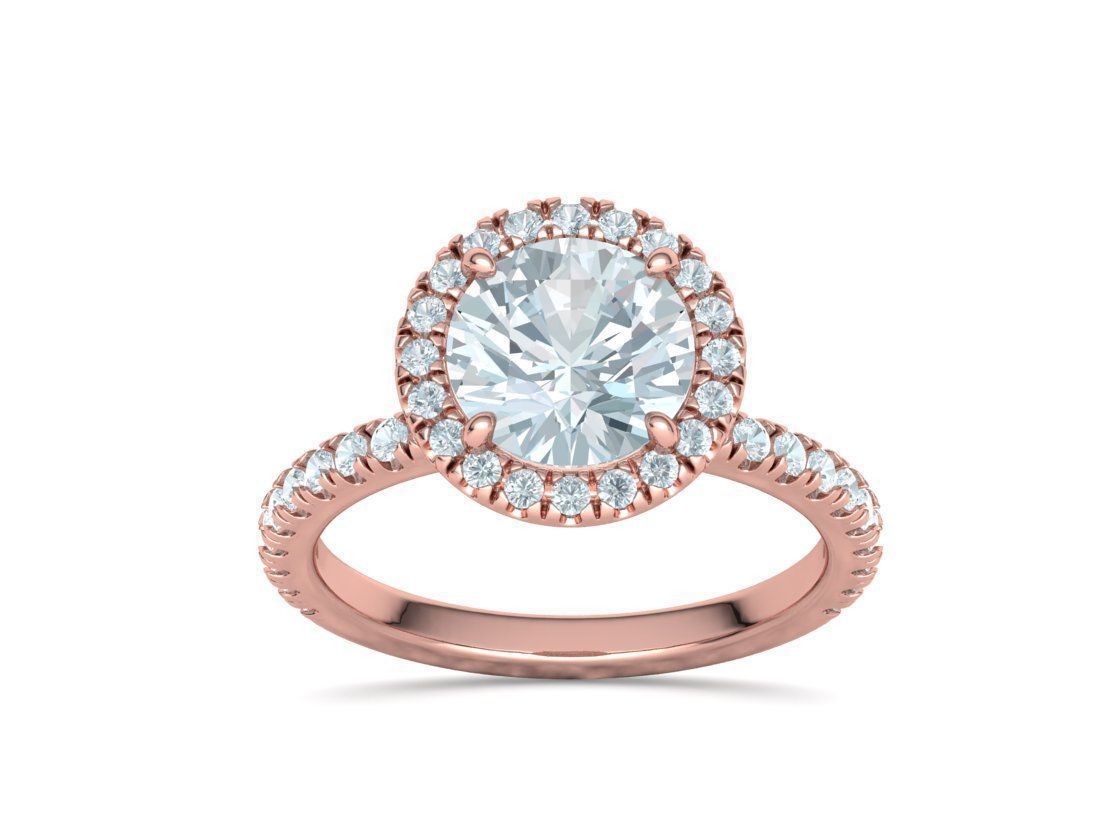 2ct Round Halo Pave Setting Engagement Ring 3dmodel 3D print model_13